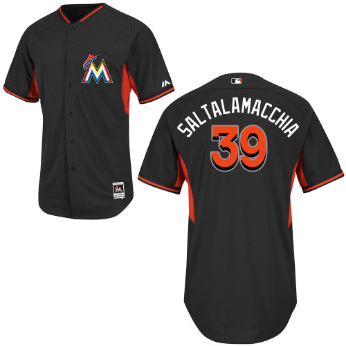 Jarrod Saltalamacchia #39 MLB Jersey-Miami Marlins Men's Authentic Black Cool Base BP Baseball Jersey